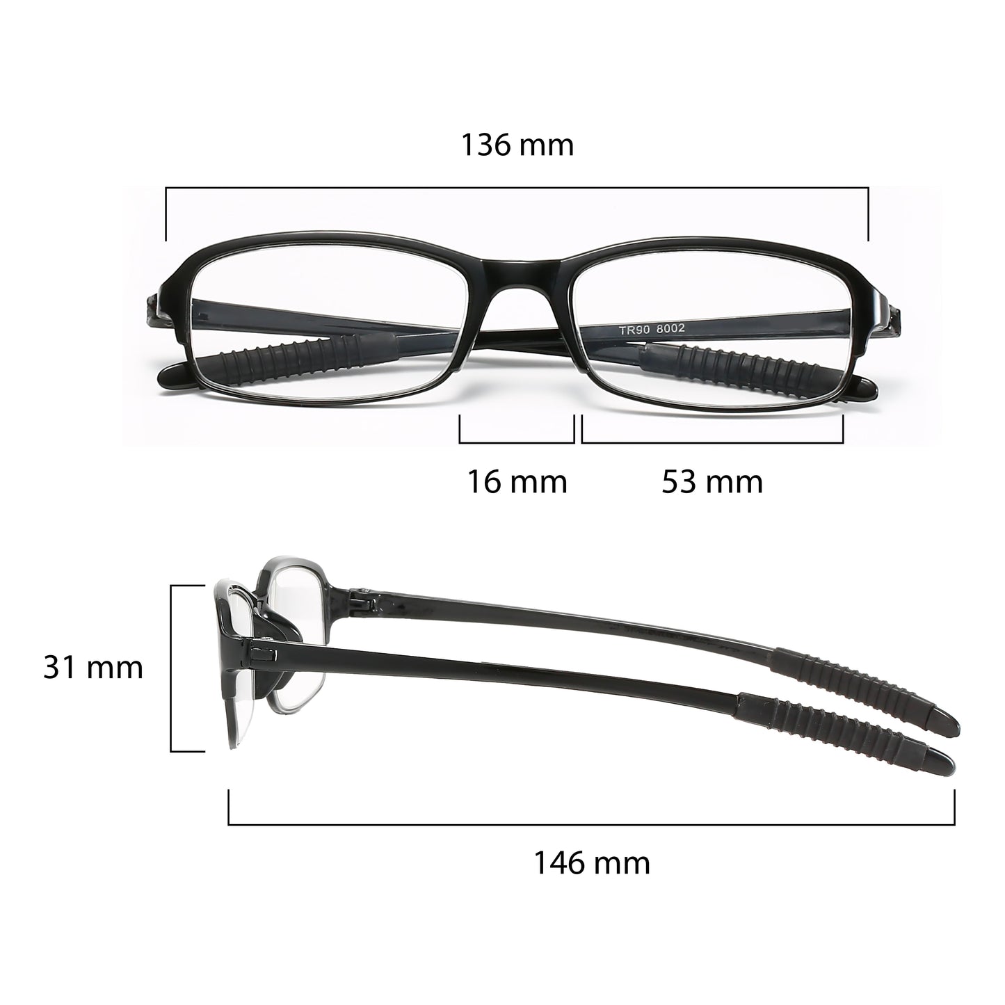 PROFLEX SpareSpecs Flexible Lesebrille (3 Stück, oval, Schwarz, Braun, Rot)