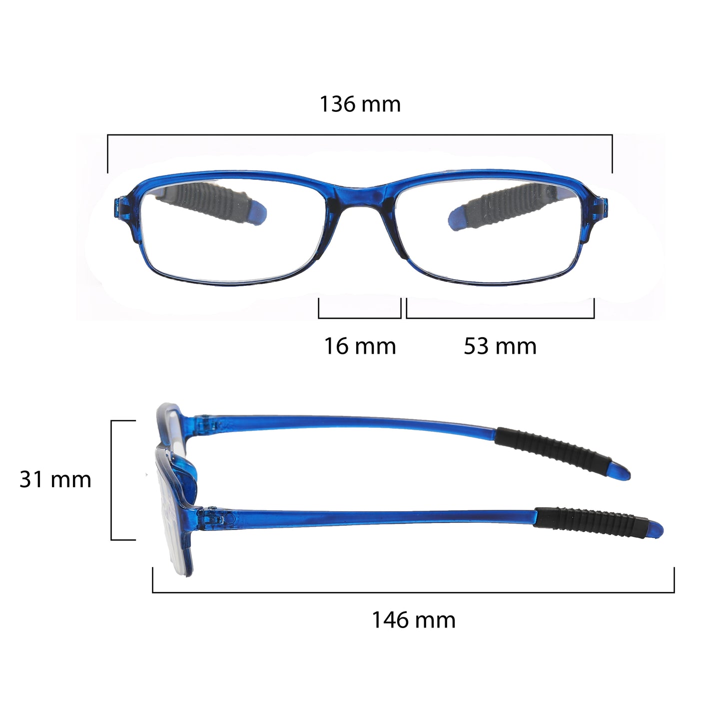 PROFLEX SpareSpecs Flexible Reading Glasses (5pcs, Oval, Blue, Gray, Black, Brown, Red)