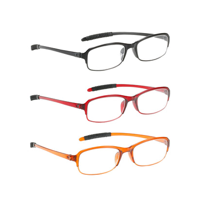 PROFLEX SpareSpecs Flexible Reading Glasses (3pcs, Oval, Black, Brown, Red)