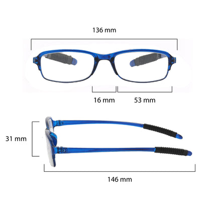 PROFLEX SpareSpecs Flexible Reading Glasses (5pcs, Oval, Blue, Gray, Black, Brown, Red)